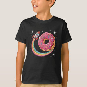 Space Doughnut Day Rocket Rainbow Planet Galaxy Ki T-Shirt