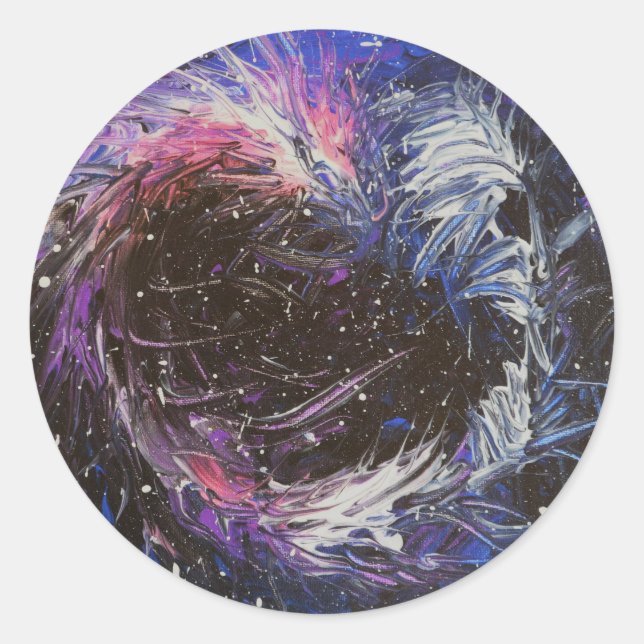 Space Dragon Classic Round Sticker (Front)