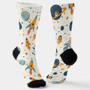Space Drawings on White Socks