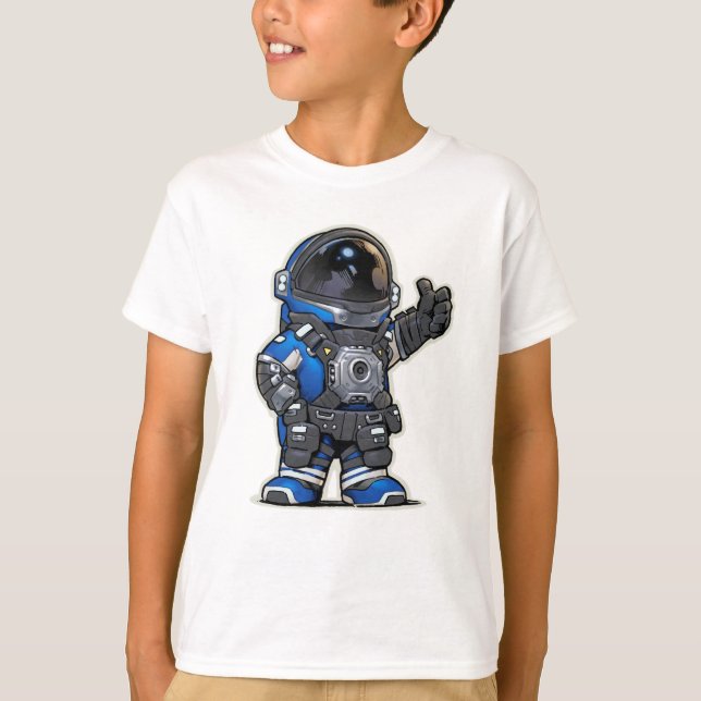 Space Engineers Cartoon Kids Tshirt - Blue (Front)