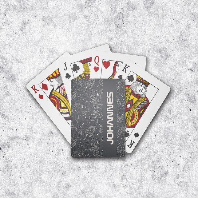 Space Exploration Galaxy Universe Star Personalise Playing Cards (Playing Cards - Explore the Universe Charcoal Black)
