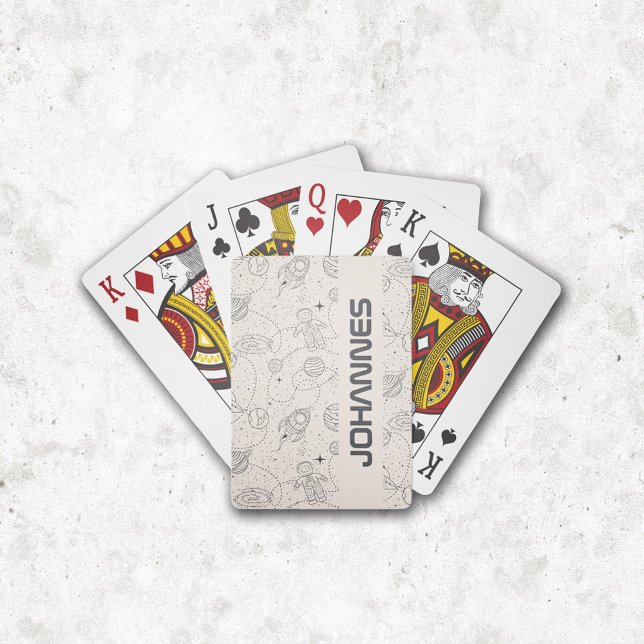 Space Exploration Galaxy Universe Star Personalise Playing Cards (Playing Cards - Explore the Universe Beige)