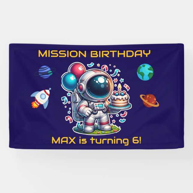  Space Explorer Astronaut Birthday Banner Boy (Horizontal)