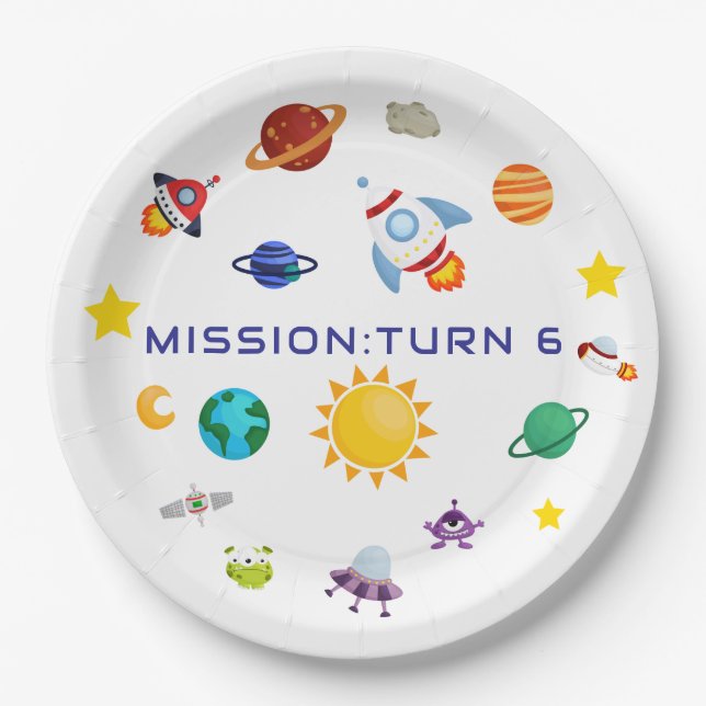 Space Explorer Astronaut Birthday Paper Plates  (Front)