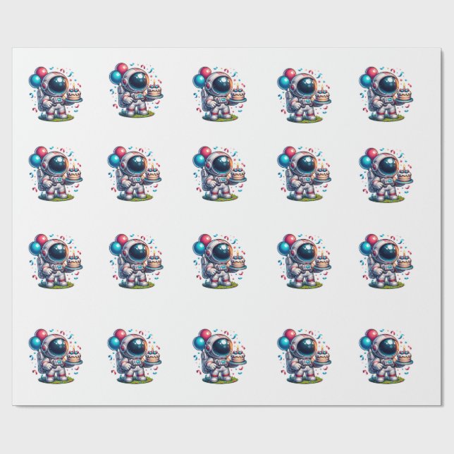 Space Explorer Astronaut Birthday Wrapping Paper  (Flat)