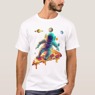 Space Explorer Astronaut on Pepperoni Pizza Slice T-Shirt