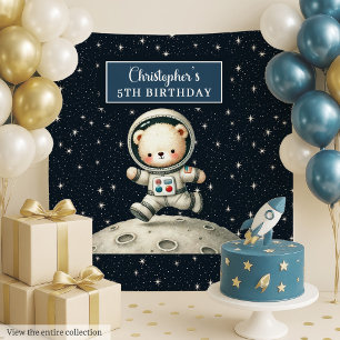 Space Explorer Bear Birthday Party Wall Tapestry