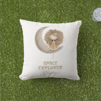 Space Explorer Fairy Moon Personalised Custom Name Cushion
