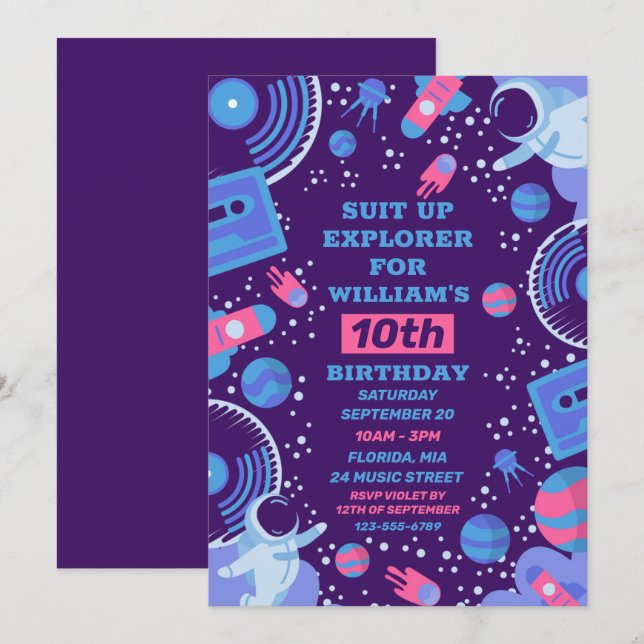 Space Explorer Invitation (Front/Back)