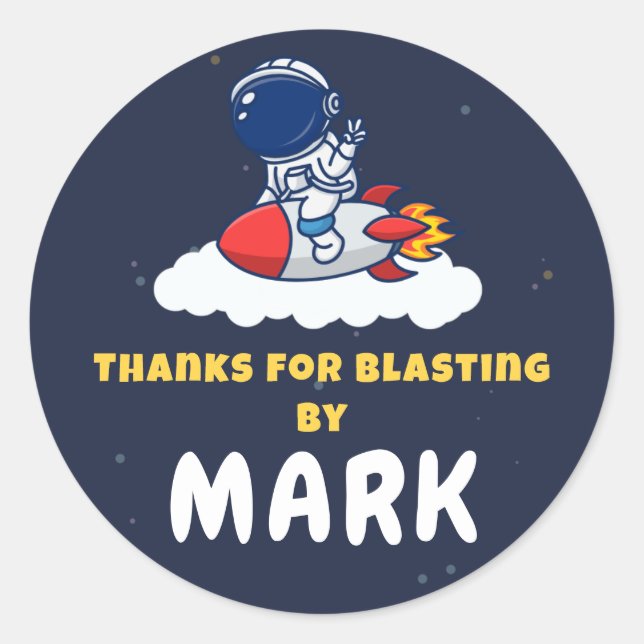 Space Explorer Party Favor Sticker (Front)