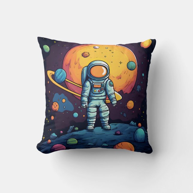 Space Explorer Throw Pillow (Front)