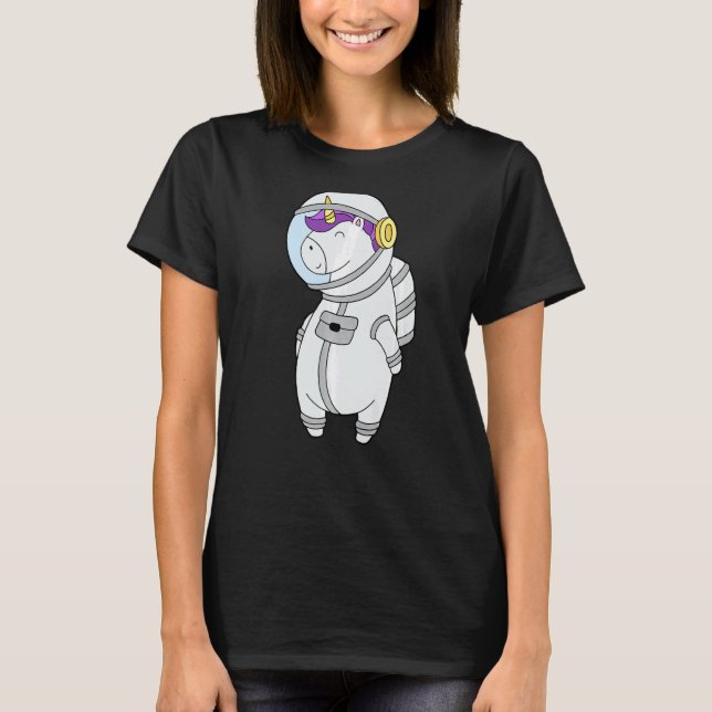 Space Explorer Unicorn Astronaut Solar System Gala T-Shirt (Front)