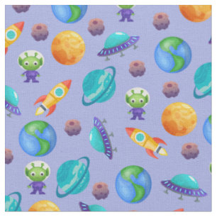 Space Explorers on Light Blue Fabric