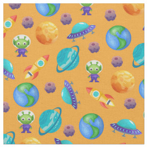 Space Explorers on Merigold Orange Fabric