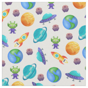 Space Explorers on White Fabric