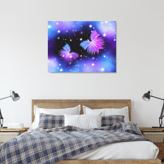 Space Fantasy Butterflies Cosmic Canvas Print (Insitu(Bedroom))
