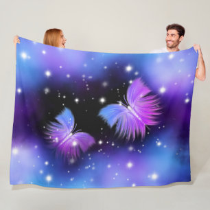Space Fantasy Butterflies Cosmic Fleece Blanket
