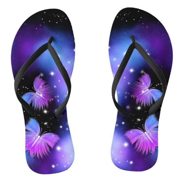 Space Fantasy Butterflies Cosmic Flip Flops (Footbed)