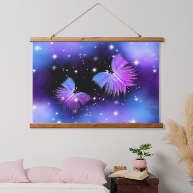 Space Fantasy Butterflies Cosmic Hanging Tapestry (Bedroom)