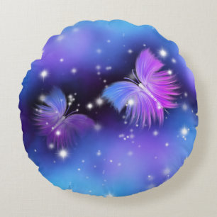 Space Fantasy Butterflies Cosmic Round Cushion