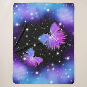 Space Fantasy Butterflies Cosmic Sherpa Blanket
