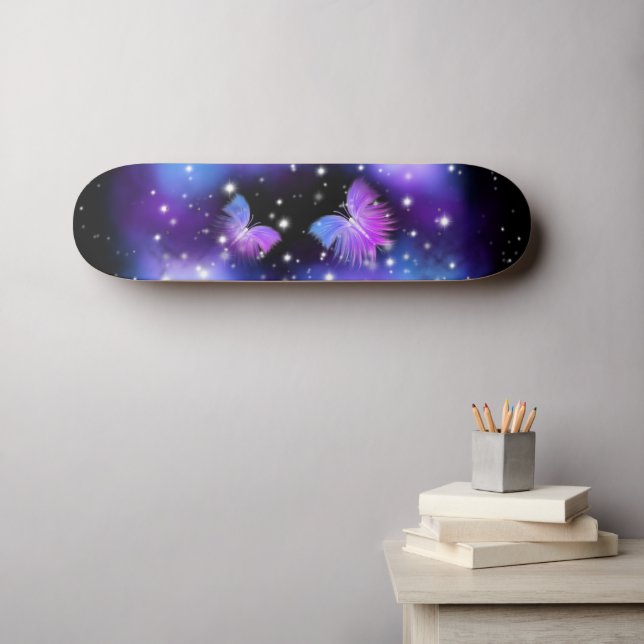 Space Fantasy Butterflies Cosmic Skateboard (Wall Art (Horz))