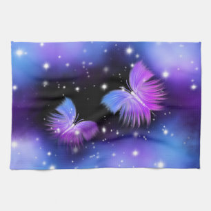 Space Fantasy Butterflies Cosmic Tea Towel