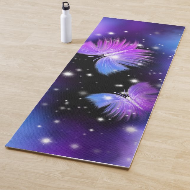 Space Fantasy Butterflies Cosmic Yoga Mat (In Situ)
