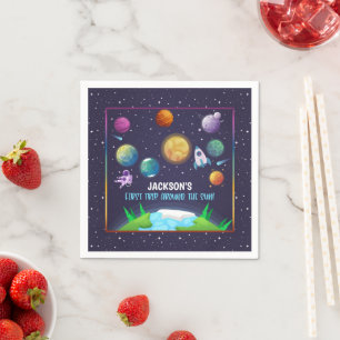 Space First Birthday Napkin - First Trip