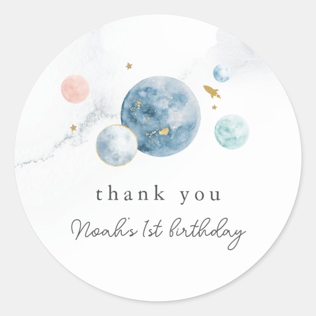 Space First Birthday Stickers (Front)