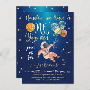 Space first trip around the sun Astronaut planets  Invitation