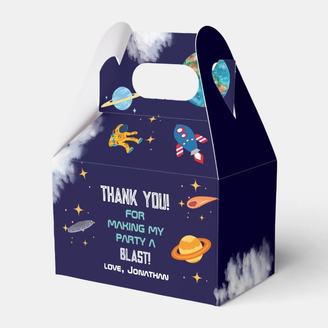 Space First Trip Around The Sun Birthday Party Favour Box (Front Side)