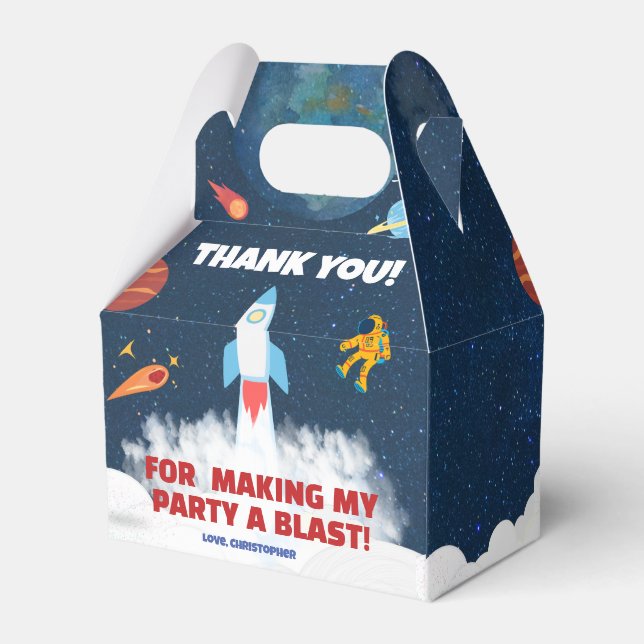 Space First Trip Around The Sun Birthday Party  Favour Box (Back Side)