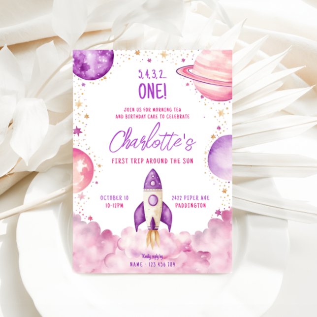 Space First Trip Around The Sun Birthday Party Invitation (Creator Uploaded)