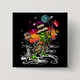 Space Fisherman 15 Cm Square Badge