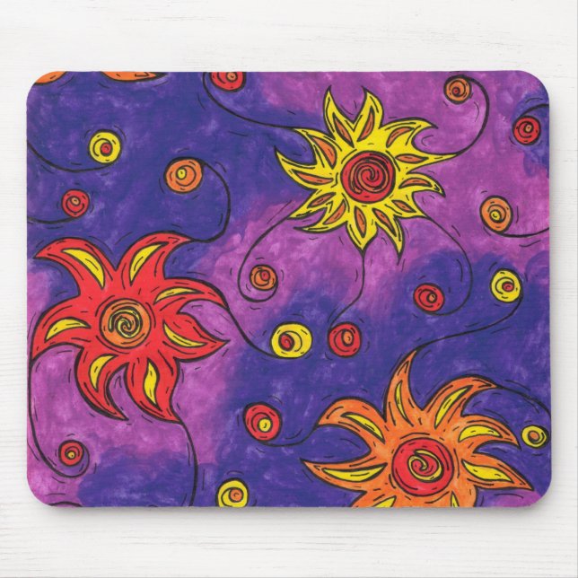 Space Flowers Mouse Mat (Front)