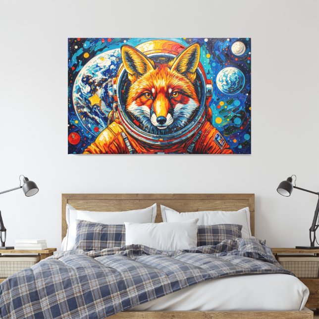 SPACE FOXES 4 CANVAS PRINT (Insitu(Bedroom))