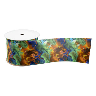 space fractal ribbon satin ribbon