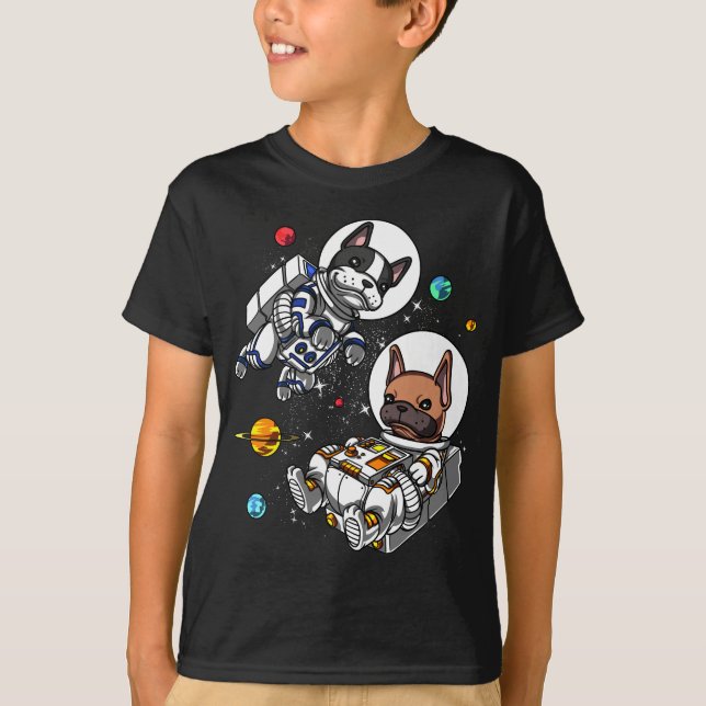 Space French Bulldog Astronaut Dog T-Shirt (Front)