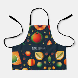 Space Fruits Red Green Isometric Pattern Apron