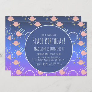 Space Galaxy Asteroid Birthday  Invitation