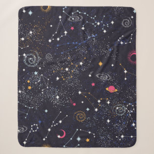 Space Galaxy constellation seamless pattern Sherpa Blanket