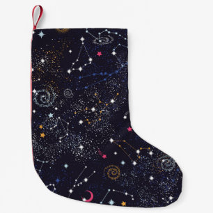 Space Galaxy constellation seamless pattern Small Christmas Stocking