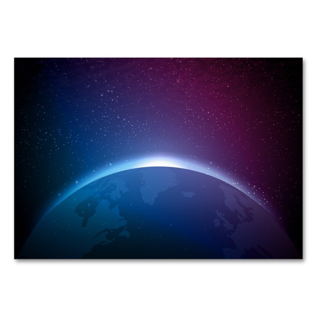 Space Galaxy Earth Illustration Table Number (Front)