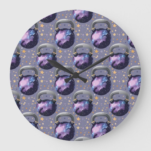 Space Galaxy Kettlebell Large Clock (Front)