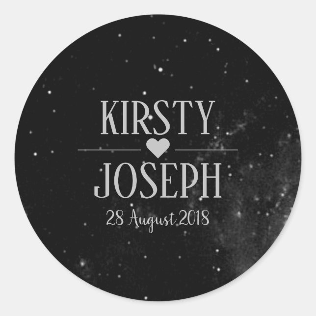 Space Galaxy Monogram Silver Wedding Sticker (Front)