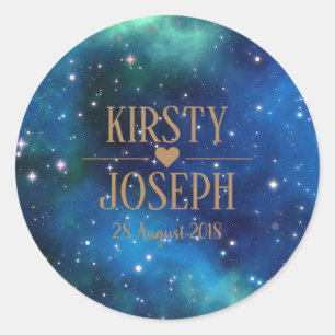 Space Galaxy Monogram Wedding Sticker