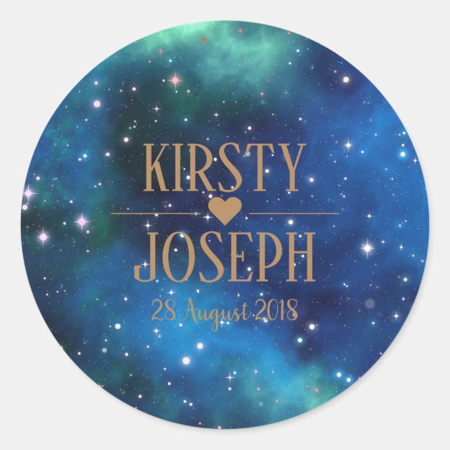 Space Galaxy Monogram Wedding Sticker (Front)