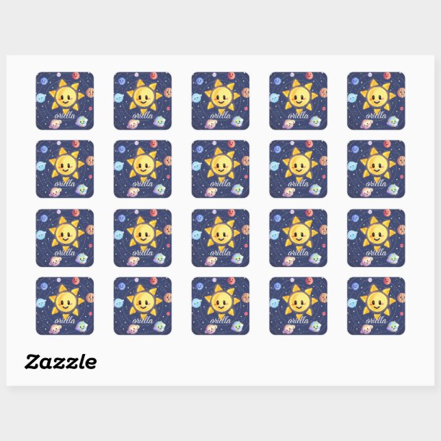 Space Galaxy Planets Square Sticker (Sheet)