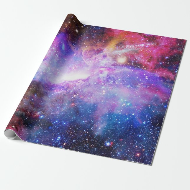 Space Galaxy Purple Wrapping Paper (Unrolled)